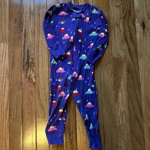 Hanna Andersson Purple Kids Pajama with Colorful Flowers and Hedgehogs
